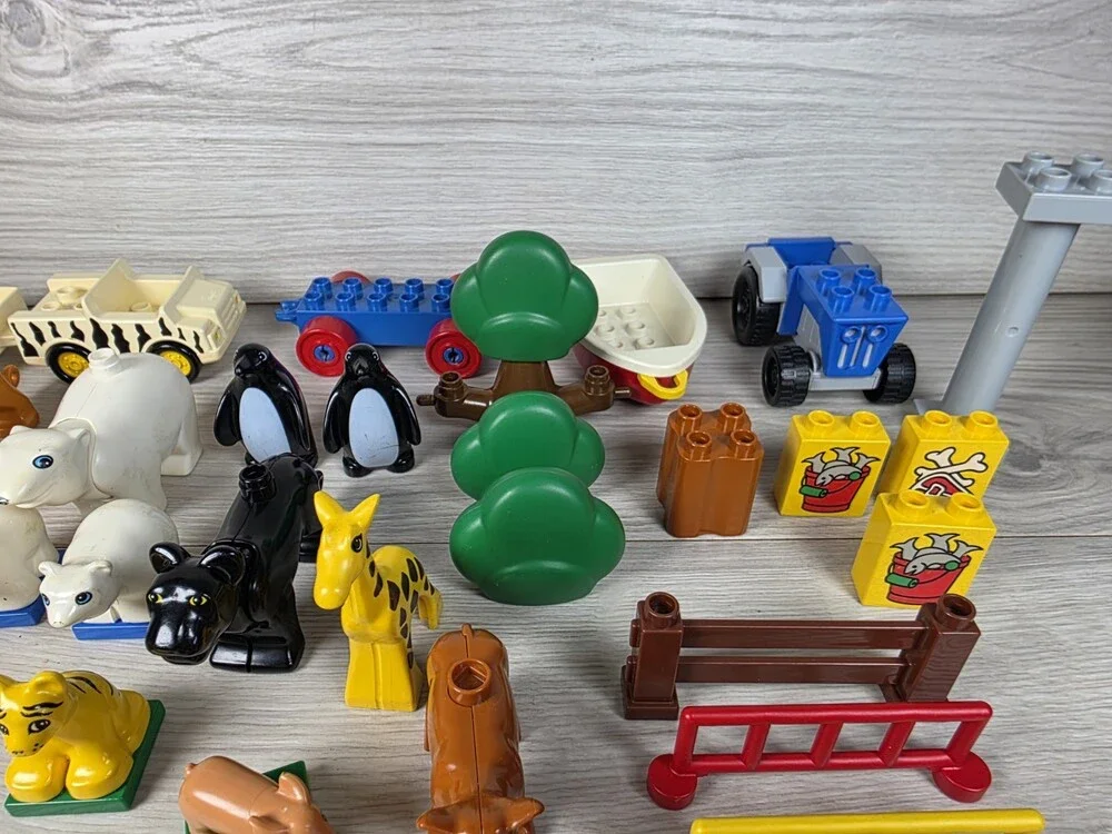 Vtg Lego Duplo Lot Of Animal Zoo Farm Replacement 45 Pcs People Lions Hippo SU6